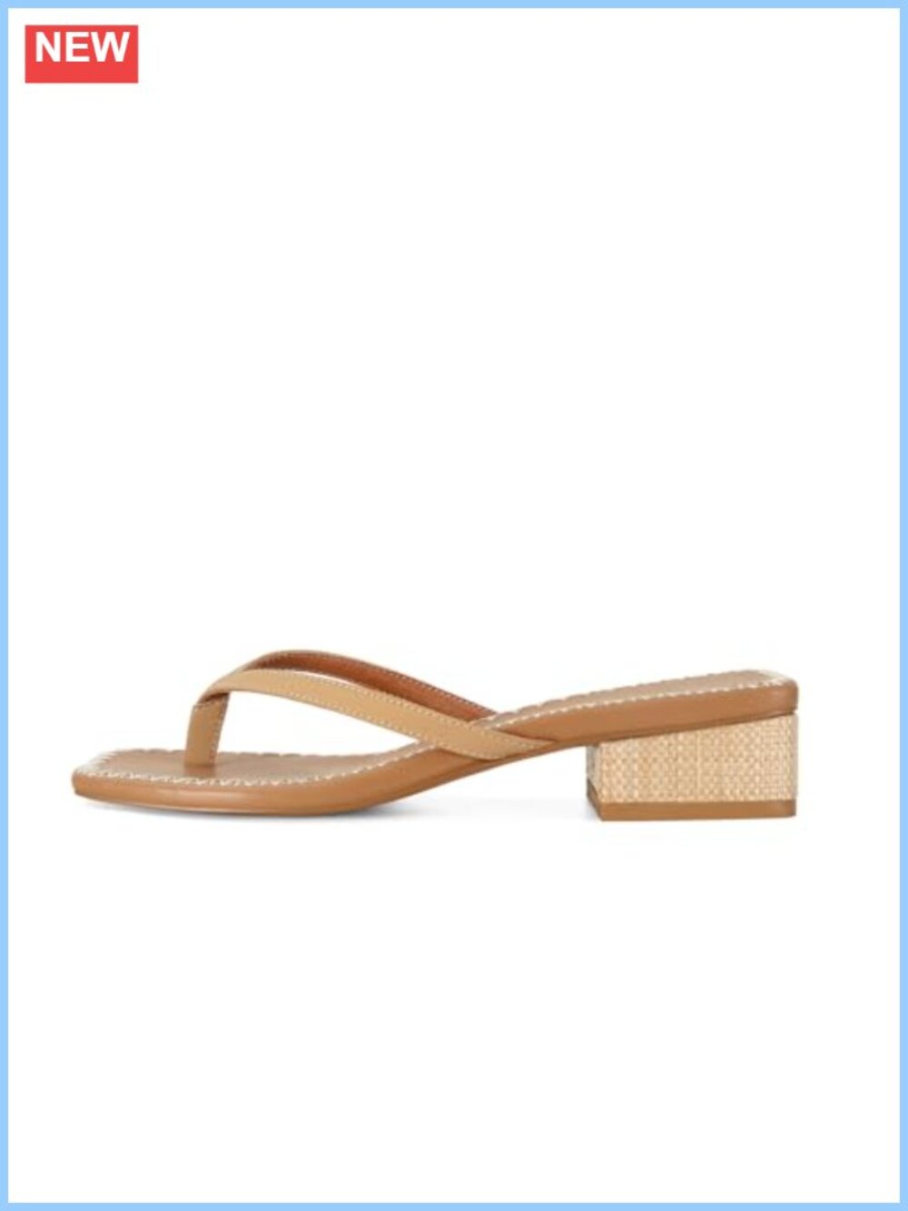 Raffia Heels Square Open Toe Flip Flop Slip On Sandals